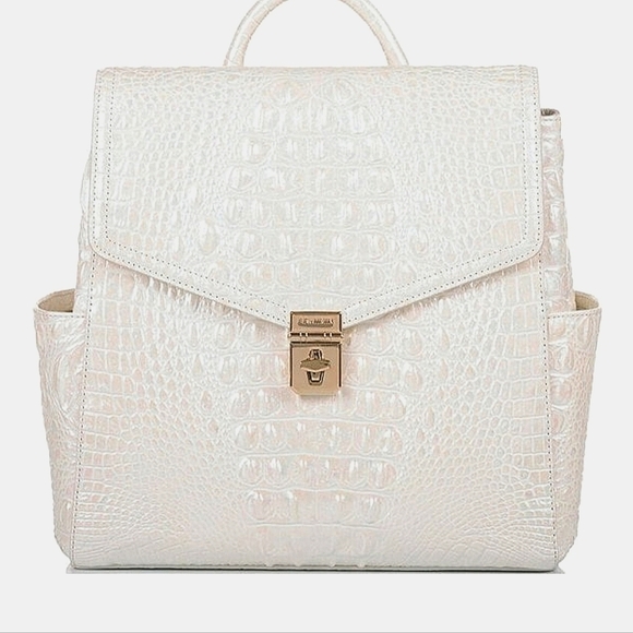 🌸 NWT BRAHMIN BACKPACK DESIGNER PURSE BAG RARE PEAL ITALIAN LEATHER EMBOSSED - Picture 4 of 14